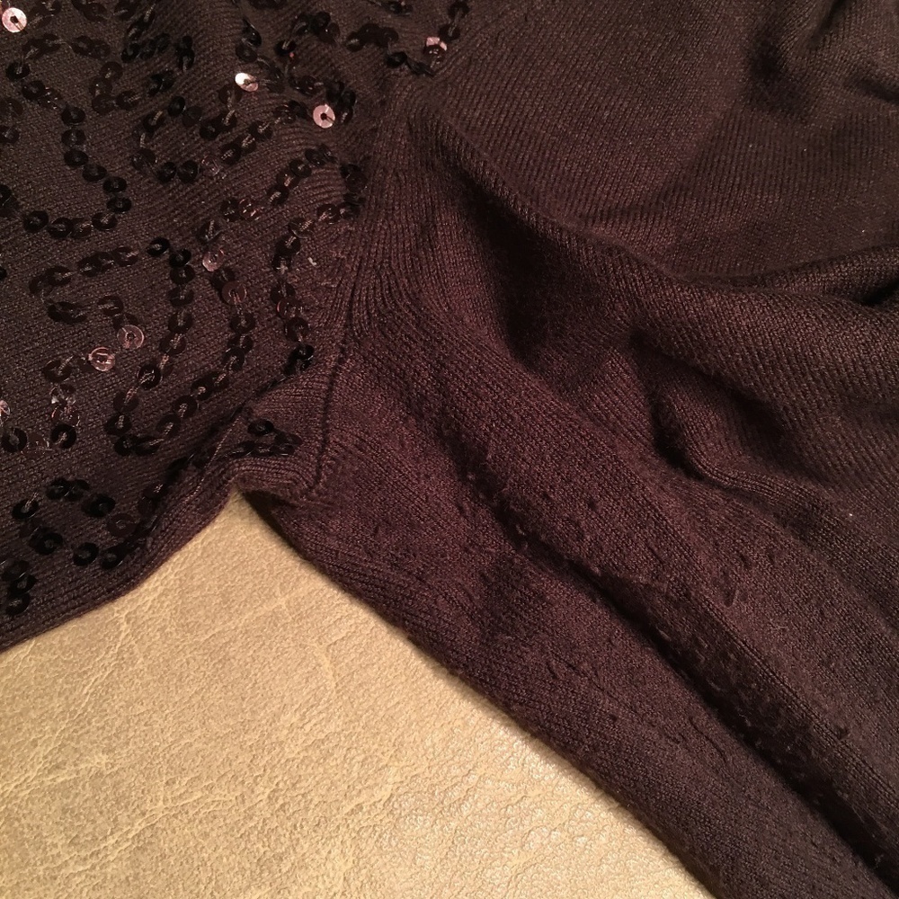 STYLE & CO. Cropped Cardigan Sweater, BROWN, Sequined, 3/4 Sleeves, Large, EUC - Picture 9 of 11